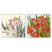 Schilderij Home ESPRIT Geel Blauw Blommor Shabby Chic 100 x 4 x 100 cm (2 Stuks)