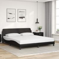 Bedframe met hoofdbord kunstleer zwart 180x200 cm - thumbnail