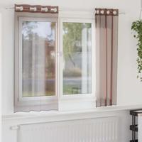 Gordijnen voile met doorvoertules 2 st 140x175 cm bruin Gordijnen voile met doorvoertules 2 st 140x175 cm bruin