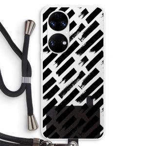 Zwarte vegen: Huawei P50 Transparant Hoesje met koord