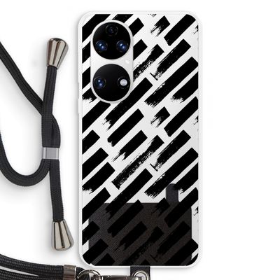 Zwarte vegen: Huawei P50 Transparant Hoesje met koord