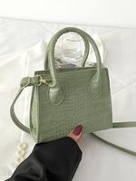 Krokodil Patroon Handbediend Een Schouder Crossbody Klein Plein Tas - thumbnail
