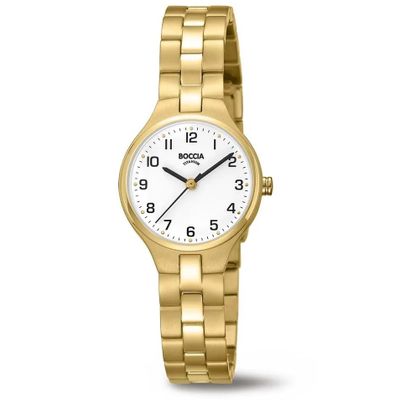 Boccia 3330-03 Horloge titanium goudkleurig-wit 26 mm