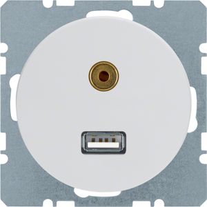 Berker wandcontactdoos Audio 3.5MM USB R1-R3 WT 3315392089