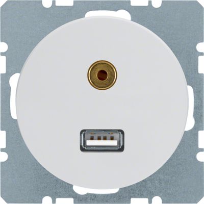Berker wandcontactdoos Audio 3.5MM USB R1-R3 WT 3315392089