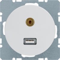 Berker wandcontactdoos Audio 3.5MM USB R1-R3 WT 3315392089