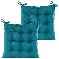 Stoelkussen gewatteerd - 2x - petrol blauw - 38 x 38 cm - binnen/buiten