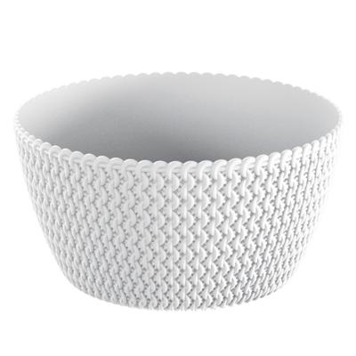Plantenpot/bloempot tafelstuk - kunststof - D24 x H12 cm - parel wit