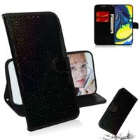 Voor Galaxy A80/A90 effen kleur kleurrijke magnetische Buckle horizontale Flip PU lederen draagtas met houder & card slots & portemonnee & Lanyard (zw