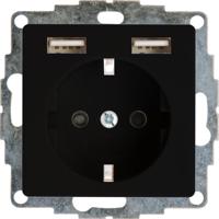 Kopp HK07 PURE mat zwart inbouw stopcontact RA met 2x USB - 4624615