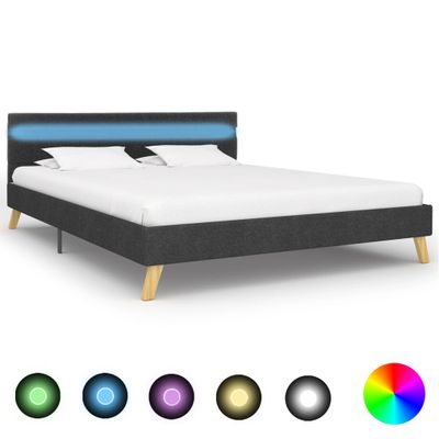 vidaXL Bedframe met LED stof donkergrijs 140x200 cm vidaXL Bedframe met LED stof donkergrijs 140x200 cm