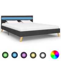vidaXL Bedframe met LED stof donkergrijs 140x200 cm - thumbnail