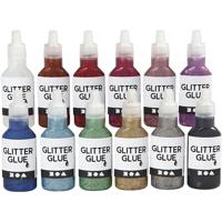 Creativ Company Glitterlijm, diverse kleuren, 12x25 ml/ 1 doos