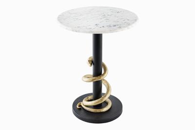 Side table WILDLIFE SNAKE 50cm goud zwart wit marble - 44831