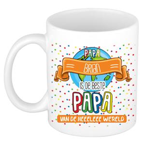 Naam mok papa Brian - wit - de beste - keramiek - 300 ml - Vaderdag/verjaardag