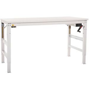 Manuflex LU9053.7035 ESD ESD-werktafel universele ERGO K met rubber schijf, bxdxh = 1500 x 800 x 722-1012 mm Grijs-wit (RAL 7035)