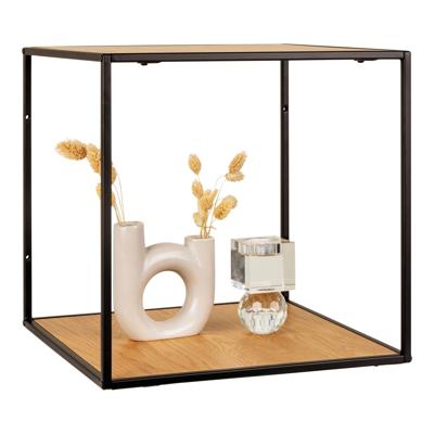 Peters - wandplank - zwart - staal en eikenhout - 36x36x36 cm