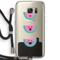 Smiley watermeloen: Samsung Galaxy S7 Transparant Hoesje met koord