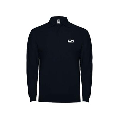 Heren polo met lange mouwen EDM Zwart Maat L