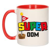Cadeau koffie/thee mok voor oom - rood - super oom - keramiek - 300 ml