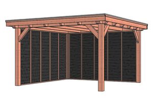 Tijdelijk 15% korting | Buitenverblijf Siena 415x415 cm - Combinatie 1- Plat dak- Onbehandeld lariks Douglas hout- Trendhout