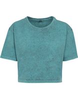 Build Your Brand BY054 Ladies` Acid Washed Cropped Tee