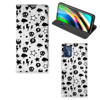 Mobiel BookCase Motorola Moto G9 Plus Silver Punk - thumbnail