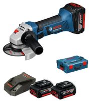 Bosch Blauw GWS 18-125 V-Li accu haakse slijper | 3 accu's | 18v 4.0Ah Li-Ion | in L-BOXX - 060193A30E