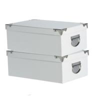 Spullen Opbergdoos box - 2x - wit - 36 x 25 x 12 cm - Karton - Diverse toepassingen