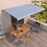 Luifel handmatig uittrekbaar 600x350 cm blauw en wit