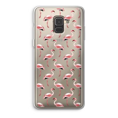Flamingoprint groen: Samsung Galaxy A8 (2018) Transparant Hoesje