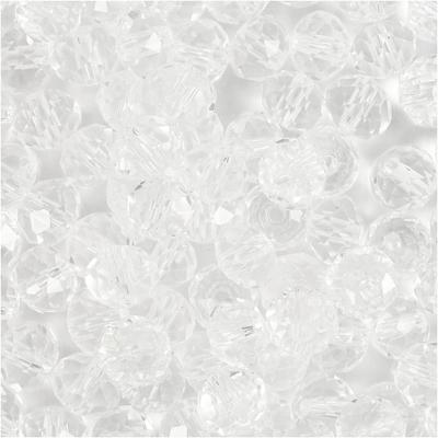 Creativ Company Facet kralen, afm 5x6 mm, gatgrootte 1 mm, kristal, 100 stuk/ 1 doos