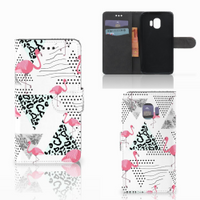 Samsung Galaxy J2 Pro 2018 Telefoonhoesje met Pasjes Flamingo Triangle - thumbnail