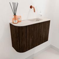 Toiletmeubel Mondiaz Joya Dlux | 61.6 cm | Meubelkleur Walnut | Faye wastafel Nata Wasbak Rechts | Zonder kraangat(en)