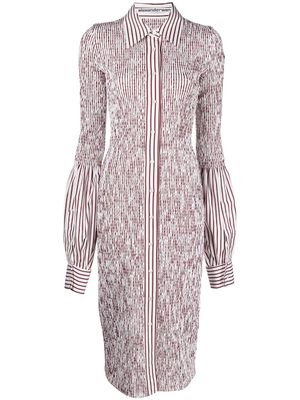 Alexander Wang robe-chemise froncée à rayures - Blanc