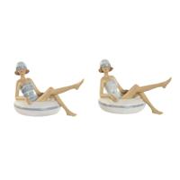 Decoratieve figuren Home ESPRIT Wit Hemelsblauw Mediterrane 17,5 x 10 x 10,5 cm (2 Stuks)