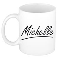 Michelle Naam koffiemok - beker - met sierlijke letters - wit - 300 ml - Cadeau - Dames