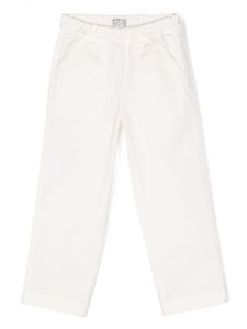 Il Gufo pantalon en coton à taille élastiquée - Blanc