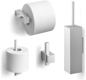 ZACK Carvo Toilet accesoires set 4-in-1 vierkant geborsteld RVS