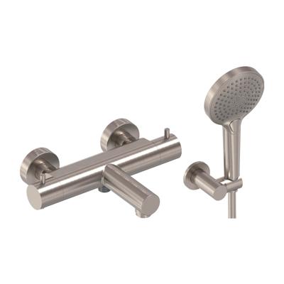 Badthermostaat Combiset MAY Incl. Verstelbare Wandsteun, Doucheslang 125 cm & 3-Standen Handdouche Geborsteld Nickel PVD
