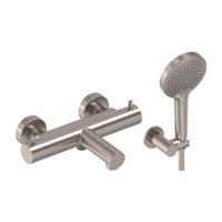 Badthermostaat Combiset MAY Incl. Verstelbare Wandsteun, Doucheslang 125 cm & 3-Standen Handdouche Geborsteld Nickel PVD