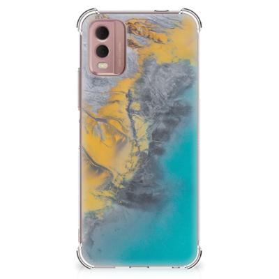 Nokia C32 Anti-Shock Hoesje Marble Blue Gold Nokia C32 Anti-Shock Hoesje Marble Blue Gold