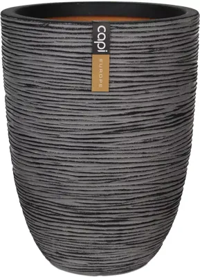 Capi nature elegant laag rib nl kunststof bloempot 46x58 cm antraciet