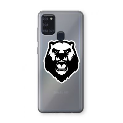 Angry Bear (white): Samsung Galaxy A21s Transparant Hoesje