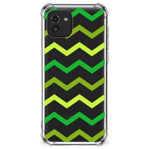 Samsung Galaxy A03 Doorzichtige Silicone Hoesje Zigzag Groen