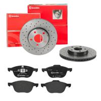 Remmenset, remschijf BREMBO, Remschijftype: Geperforeerd / Geventileerd, Inbouwplaats: Vooras, u.a. für Volvo, Ford