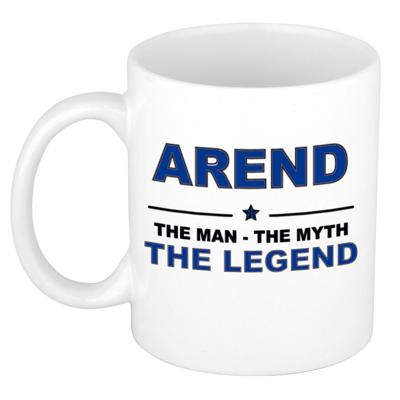 Arend cadeau mok - man myth legend - naam koffiemok / beker - wit en blauw - 300 ml Arend cadeau mok - man myth legend - naam koffiemok / beker - wit en blauw - 300 ml