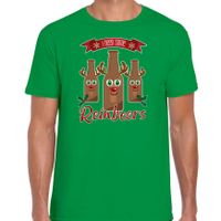 Fout kersttrui t-shirt voor heren - Rudolf Reinbeers - groen - rendier/bier