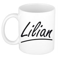 Naam cadeau mok / beker Lilian met sierlijke letters 300 ml