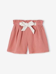 Meisjesshort van katoengaas oudroze